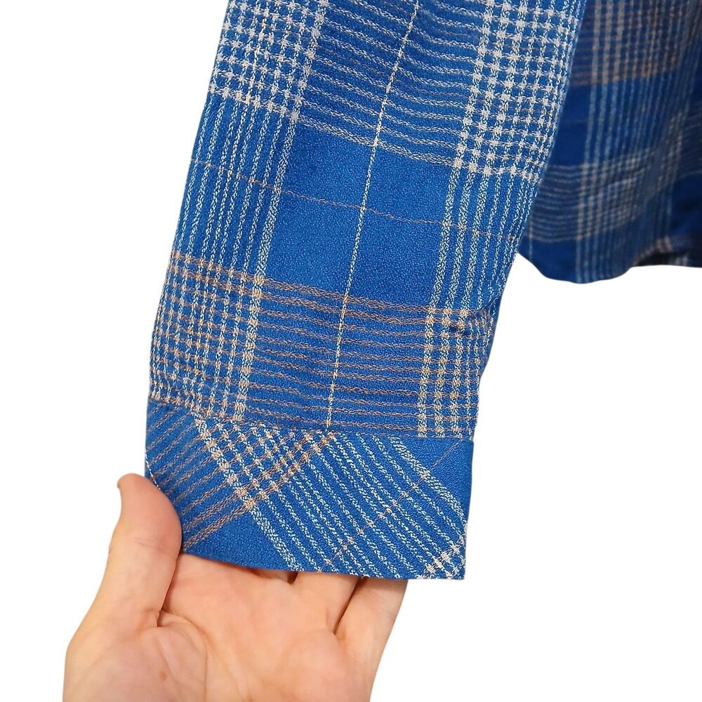 J Jill Womens XL Tunic Top Shirt Blue Plaid Henley Popover Long Sleeve Casual - Picture 5 of 13